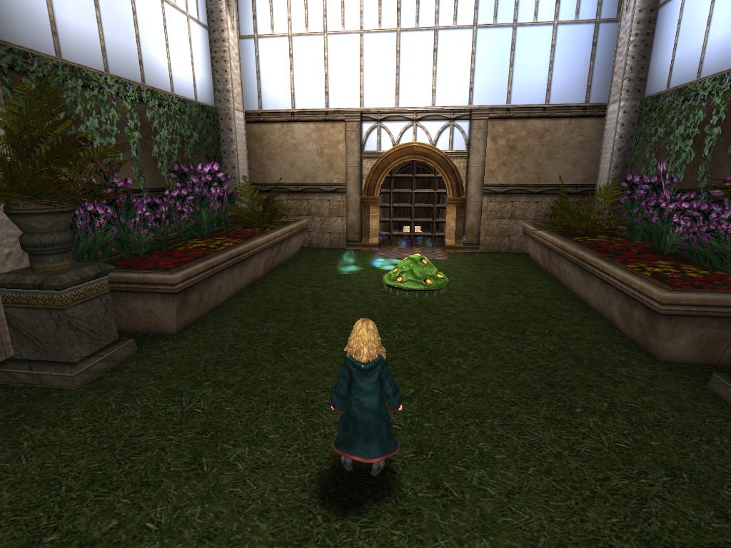 Harry Potter and the Prisoner of Azkaban (Windows) screenshot: Look out, Hermione! That spits slime...