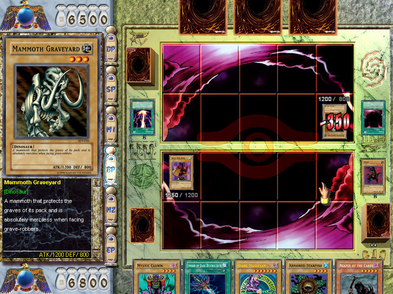 Yu-Gi-Oh!: Power of Chaos - Yugi the Destiny (Windows) screenshot: Attacking an enemy monster