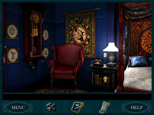 Nancy Drew: Curse of Blackmoor Manor (Windows) screenshot: Nancy's Bedroom is elaborately decorated and hides several puzzles