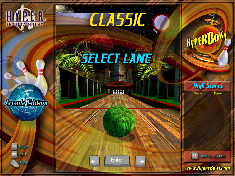 HyperBowl Arcade Edition (Windows) screenshot: Classic lane selection screen