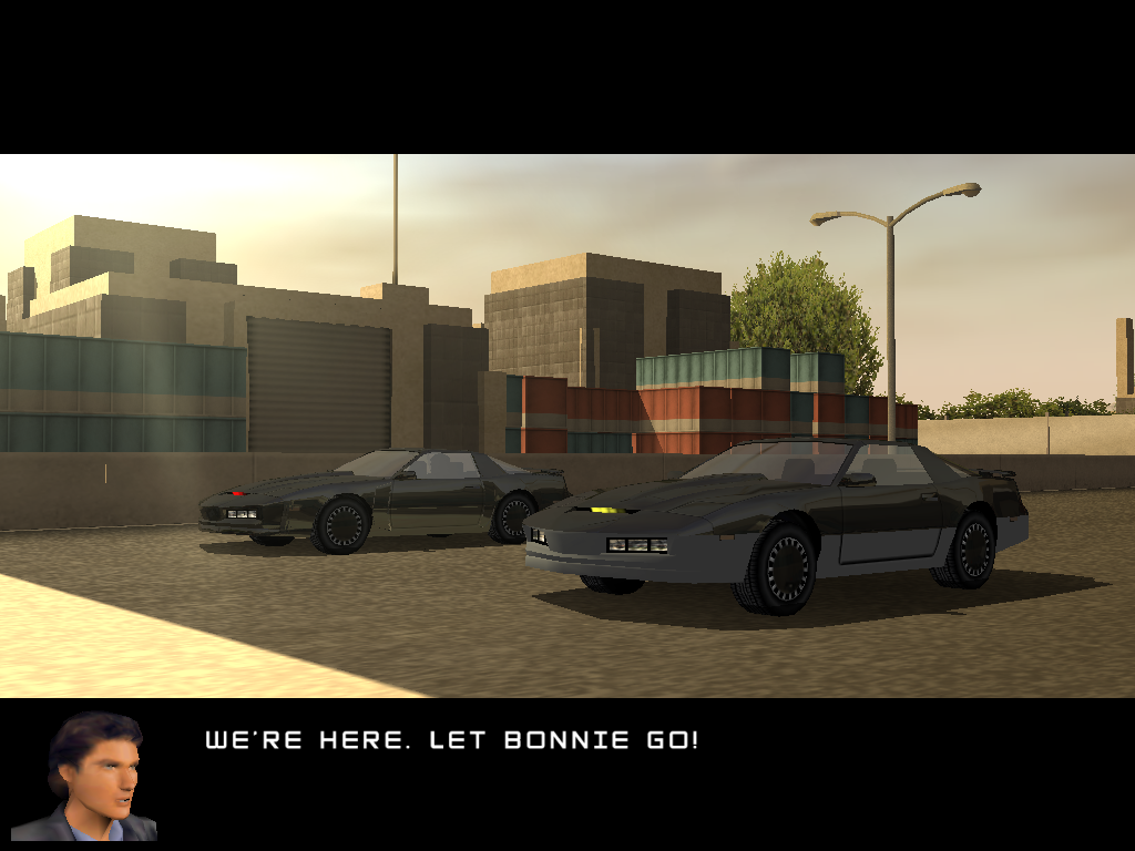Knight Rider: The Game (Windows) screenshot: It's KARR! He's got Bonnie!
