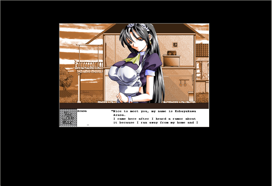 The Maid's Story (Windows) screenshot: Azusa, the most mature of the three candidates, also provides much of the game's comic relief.