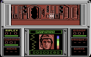 Aliens: The Computer Game (Commodore 64) screenshot: All under control, Gorman?