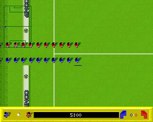 Kick Off (Amiga) screenshot: The players are entering the pitch.