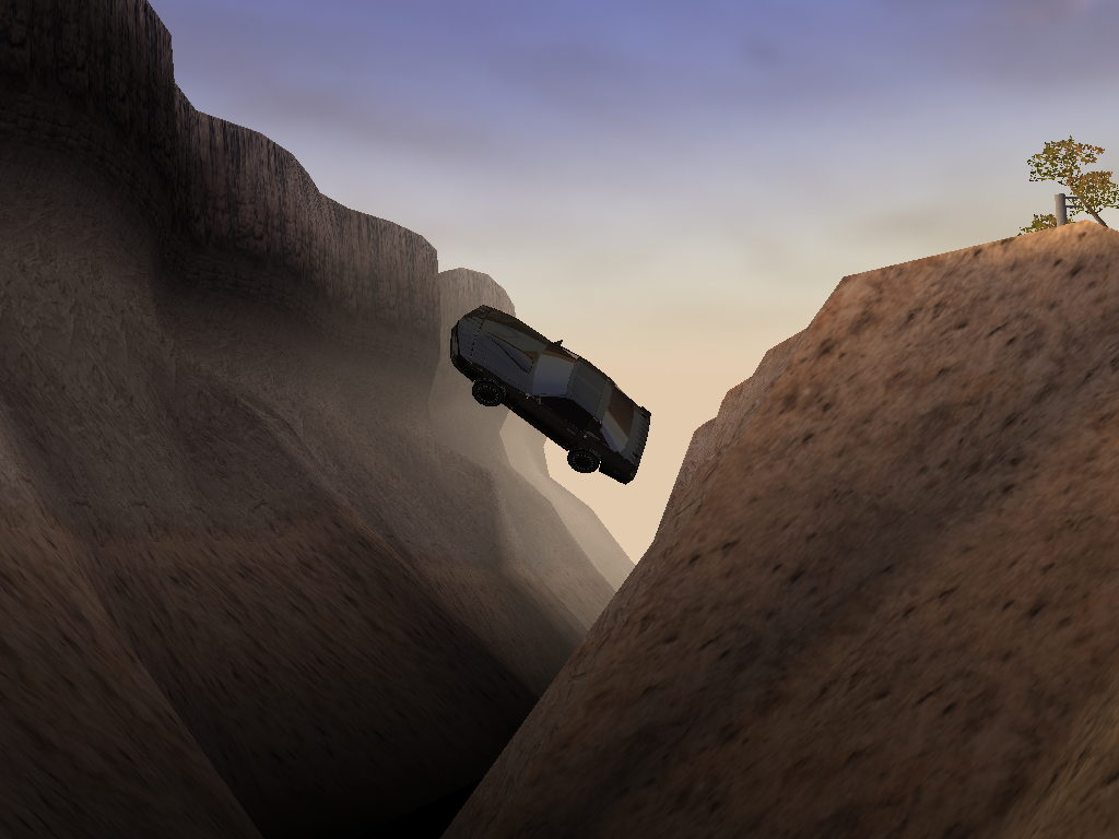Knight Rider: The Game (Windows) screenshot: KITT fell off a cliff!