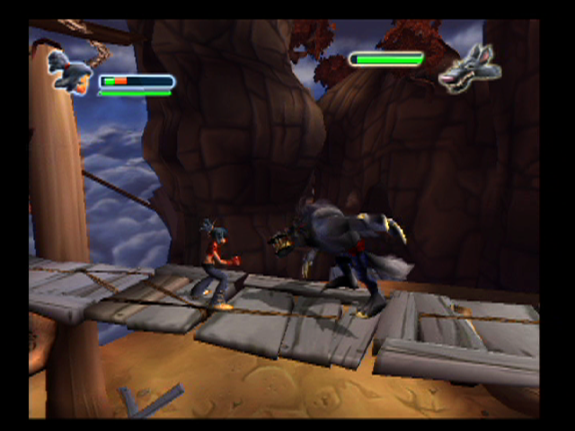 Kya: Dark Lineage (PlayStation 2) screenshot: Uh, yikes! This guy might be a challenge...