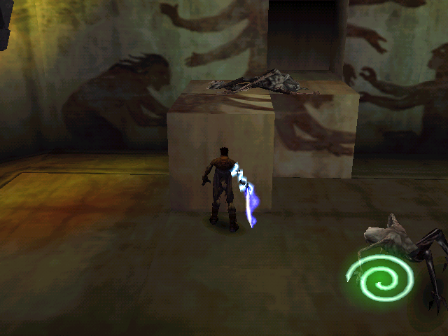 Legacy of Kain: Soul Reaver (Windows) screenshot: It's difficult to do, but Raziel can crush his enemies with blocks.