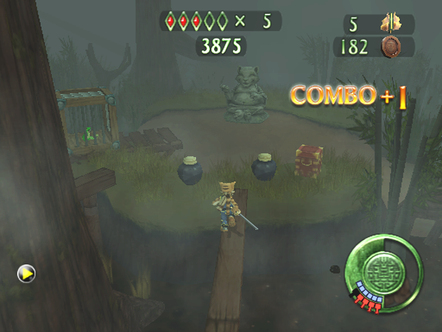 Legend of Kay (PlayStation 2) screenshot: Finding a cat statue in the swamp