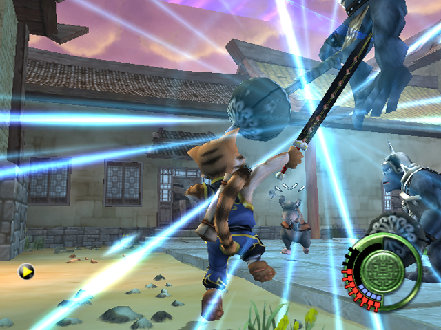 Legend of Kay (PlayStation 2) screenshot: Smashing huge gorillas