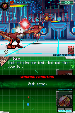 Bakugan: Defenders of the Core (Nintendo DS) screenshot: Attacking with a long distance attack
