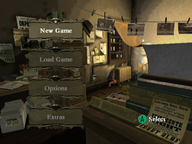 Lemony Snicket's A Series of Unfortunate Events (GameCube) screenshot: Main Menu