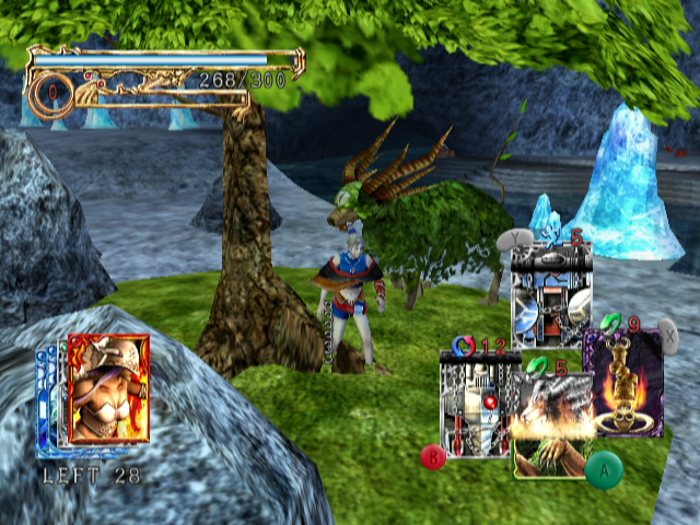 Lost Kingdoms II (GameCube) screenshot: Using a Rheebus card to replenish your health