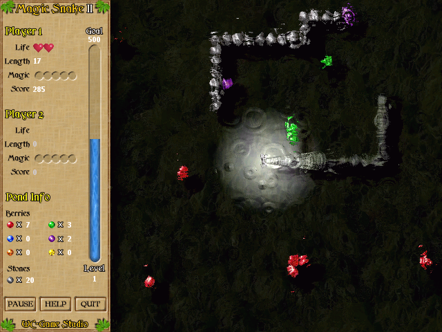Magic Snake II (Windows) screenshot: Raining at night