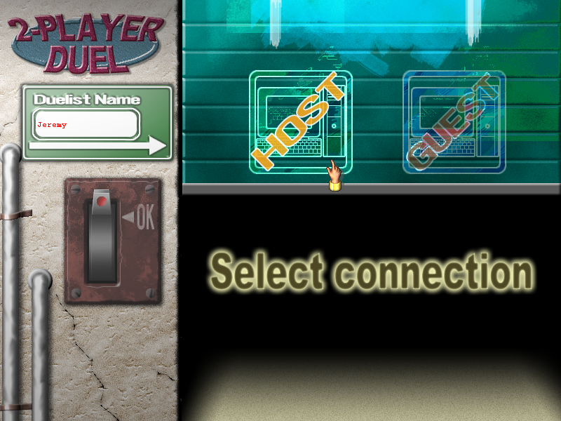 Yu-Gi-Oh!: Power of Chaos - Joey the Passion (Windows) screenshot: The 2-player Duel connection screen.