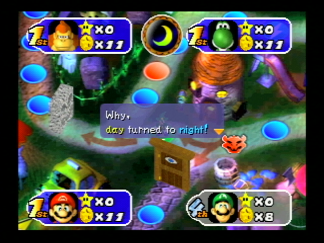 Mario Party 2 (Nintendo 64) screenshot: Apparently I landed on the day-night switch