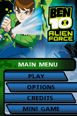 Ben 10: Alien Force (Nintendo DS) screenshot: Title screen/menu