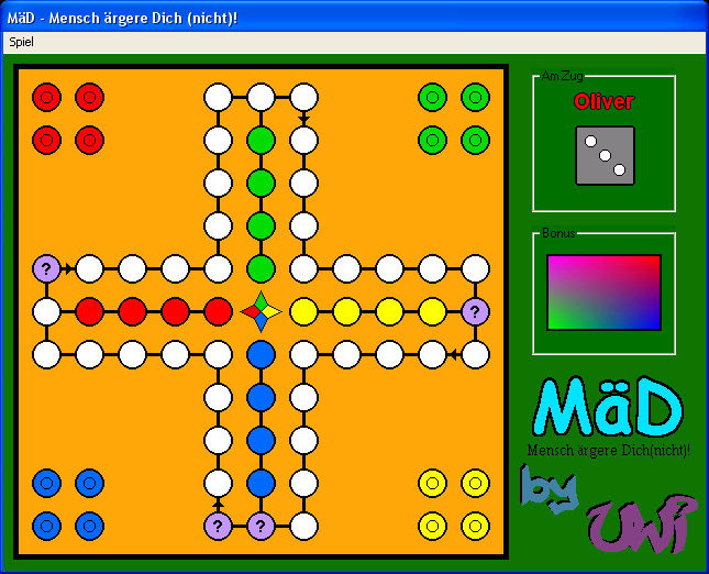 Mensch ärgere Dich (nicht)! (Windows) screenshot: Beginning of a four player game