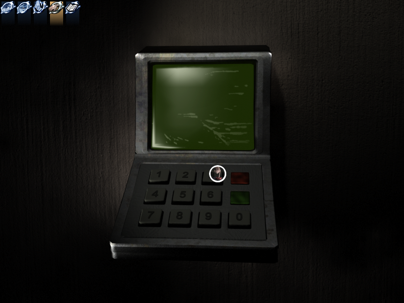 Midnight Nowhere (Windows) screenshot: Many of the doors need a password entered into key pads like this one.