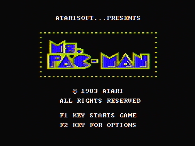 Ms. Pac-Man (PC Booter) screenshot: Title screen (CGA with composite monitor)