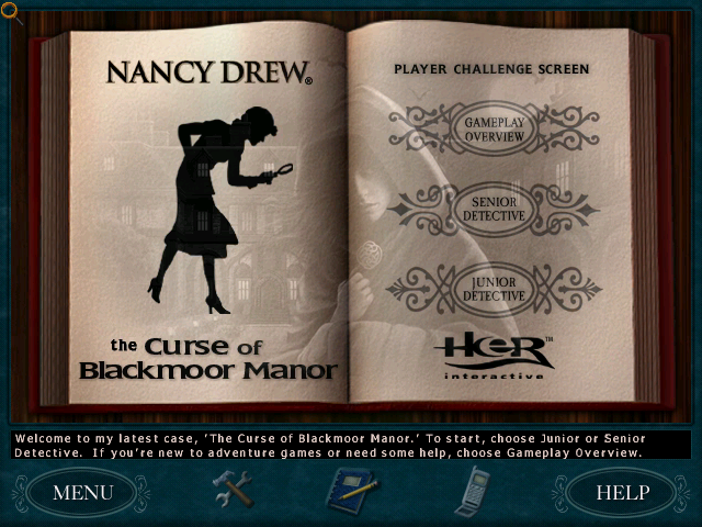 Nancy Drew: Curse of Blackmoor Manor (Windows) screenshot: Choose your difficulty level