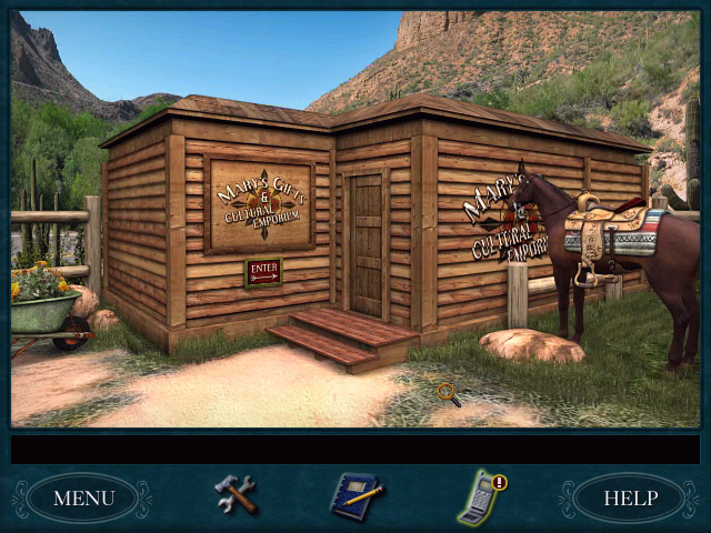 Nancy Drew: The Secret of Shadow Ranch (Windows) screenshot: Outside of Mary's Gifts & Cultural Emporium