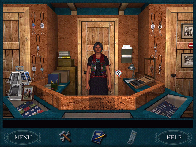 Nancy Drew: The Secret of Shadow Ranch (Windows) screenshot: Mary Yazzie, owner of Mary's Gifts, she is the only NPC outside Shadow Ranch.