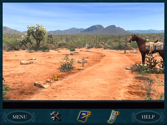 Nancy Drew: The Secret of Shadow Ranch (Windows) screenshot: A road in the desert, with another (quasi) NPC: Bob
