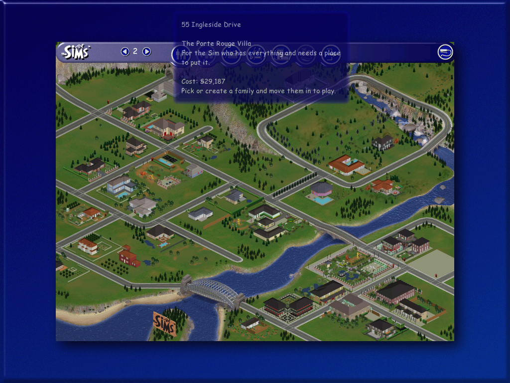 The Sims: Unleashed (Windows) screenshot: The Sims Unleashed expands the neighbourhood to include more houses and lots.