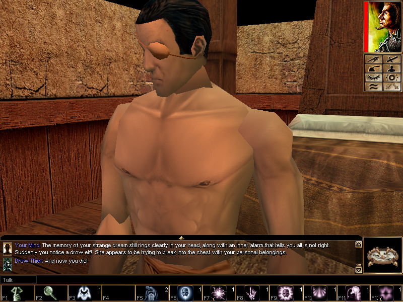 Neverwinter Nights: Hordes of the Underdark (Windows) screenshot: A closeup of you character when you start the game