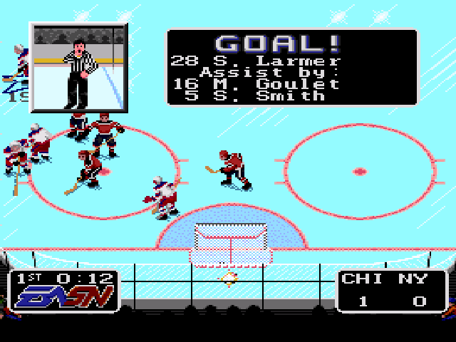 NHLPA Hockey '93 (SNES) screenshot: Goal