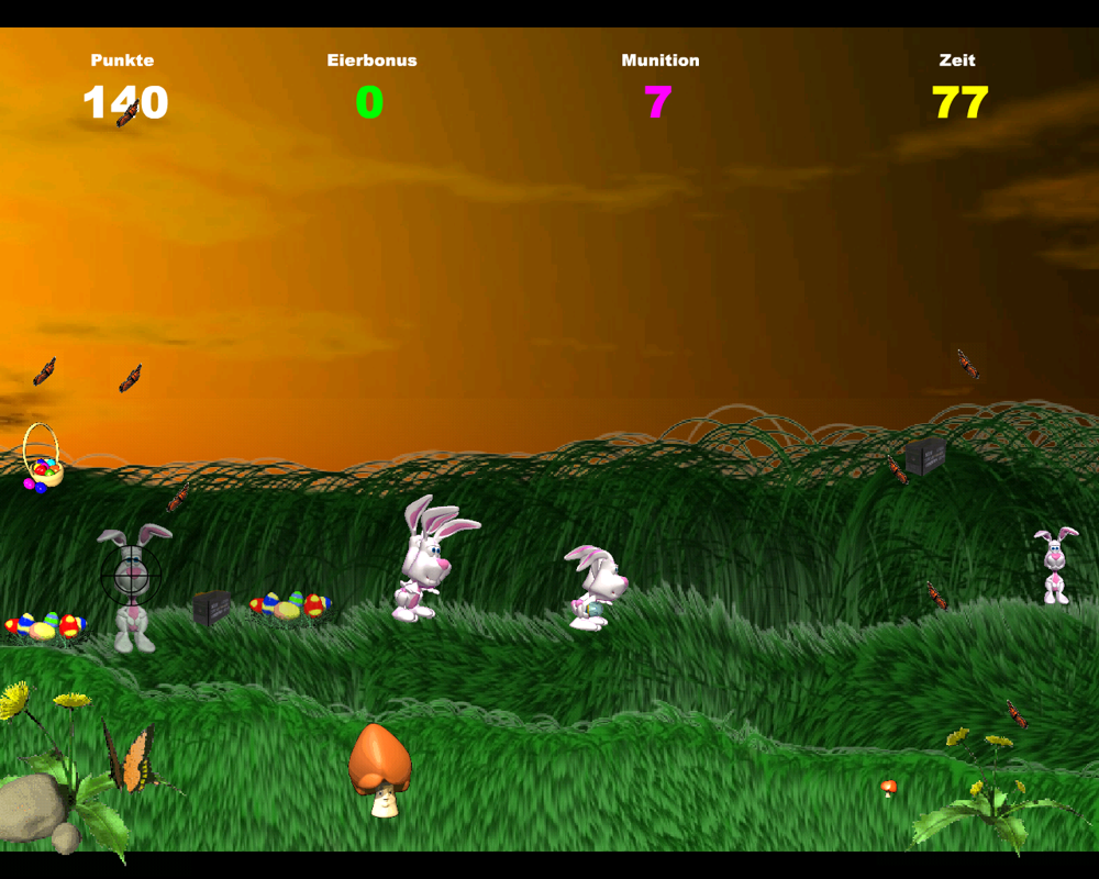 Osterballerei (Windows) screenshot: Targeting an Easter bunny