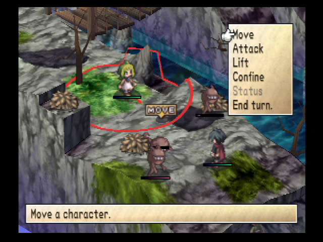 Phantom Brave (PlayStation 2) screenshot: Choose an action from the menu for this turn