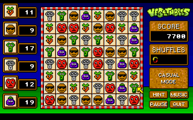 Vegetables Deluxe (Amiga) screenshot: Gameplay on Amiga
