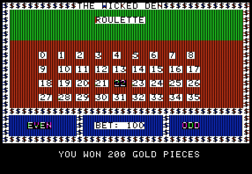 Questron (Apple II) screenshot: But heroes don't always have to walk the line. Some heroes go back to town.
