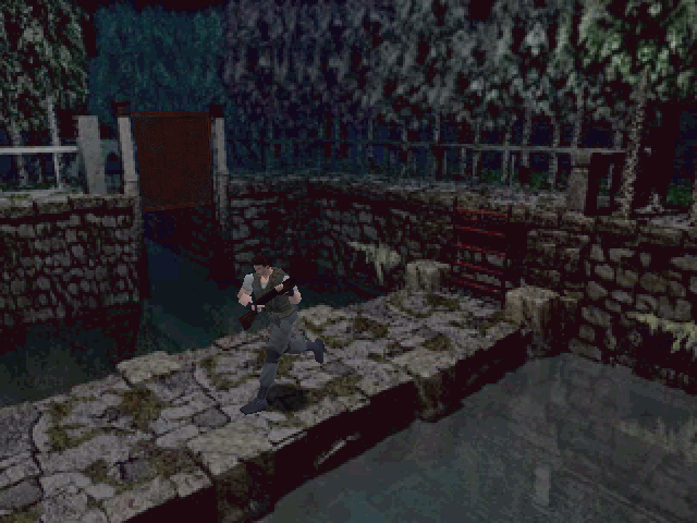 Resident Evil (Windows) screenshot: Free passage in the half-empty reservoir