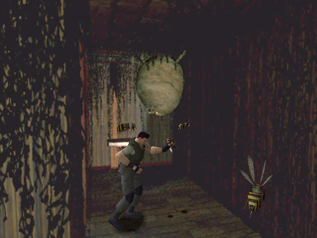 Resident Evil (Windows) screenshot: Giant cocoon produces giant wasp