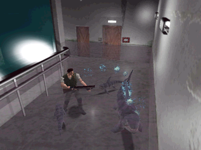 Resident Evil (Windows) screenshot: It's better to escape than fight sharks