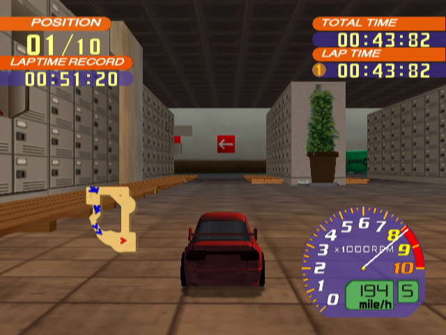 Road Trip: The Arcade Edition (GameCube) screenshot: Racing through the locker room.
