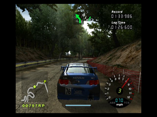 R:Racing Evolution (GameCube) screenshot: Driving through the woods