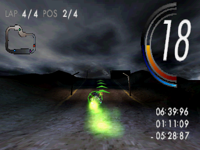 Scorcher (DOS) screenshot: Half-way up a speed lane