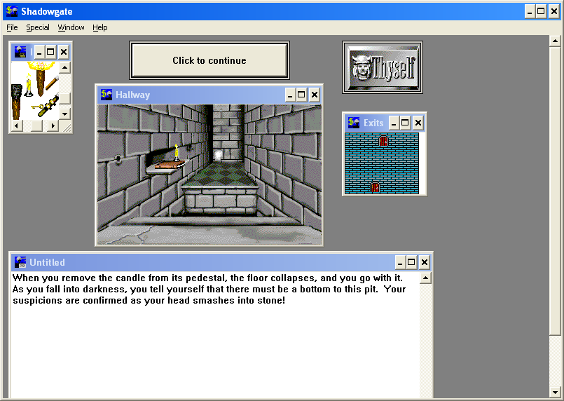 Shadowgate (Windows 3.x) screenshot: Oh oh! Shouldn't have done that!