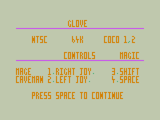 Glove (TRS-80 CoCo) screenshot: Instructions