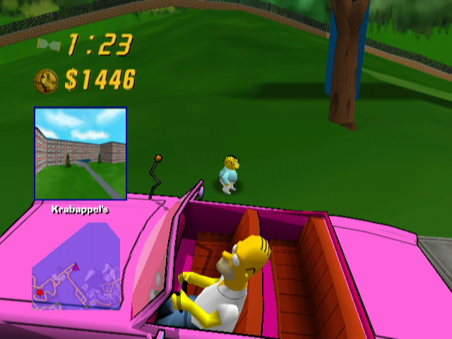 The Simpsons: Road Rage (GameCube) screenshot: Let's give Ralph a ride.