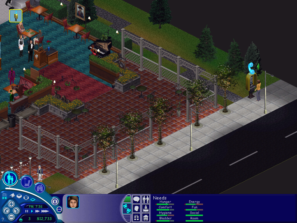 The Sims: Hot Date (Windows) screenshot: Call for a taxi to return the Sim to their house
