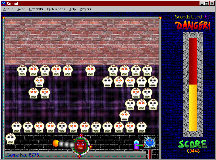 Snood (Windows) screenshot: Game over