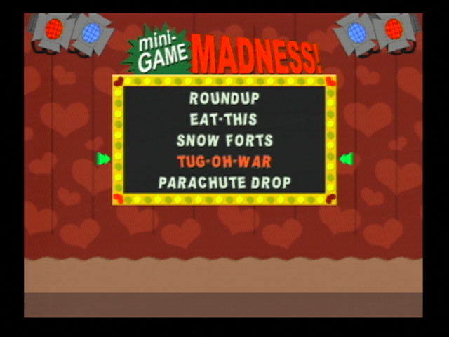 South Park: Chef's Luv Shack (Nintendo 64) screenshot: A mini game is randomly selected