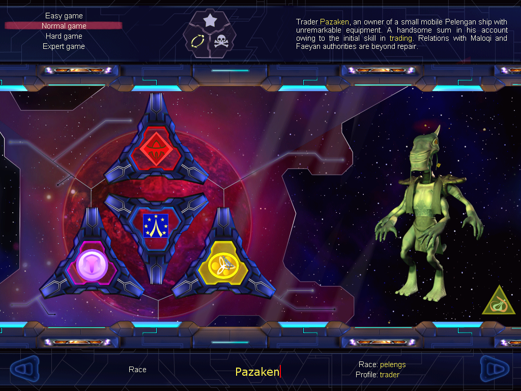 Space Rangers (Windows) screenshot: Choose from 4 races and three classes