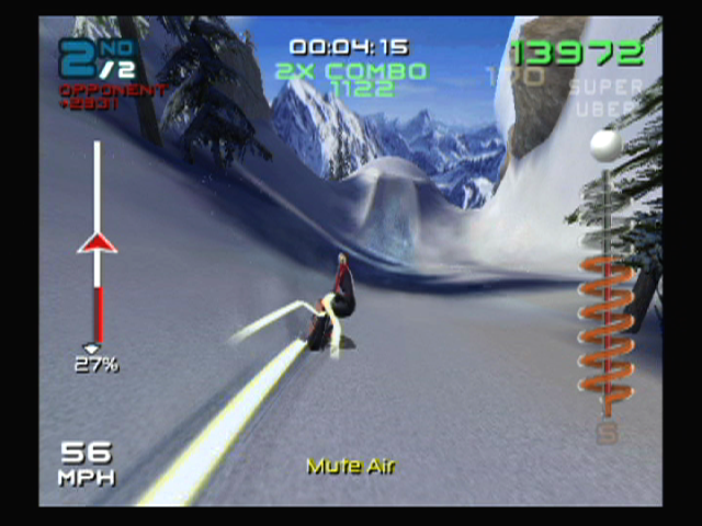 SSX 3 (GameCube) screenshot: Nice looking jump ahead...
