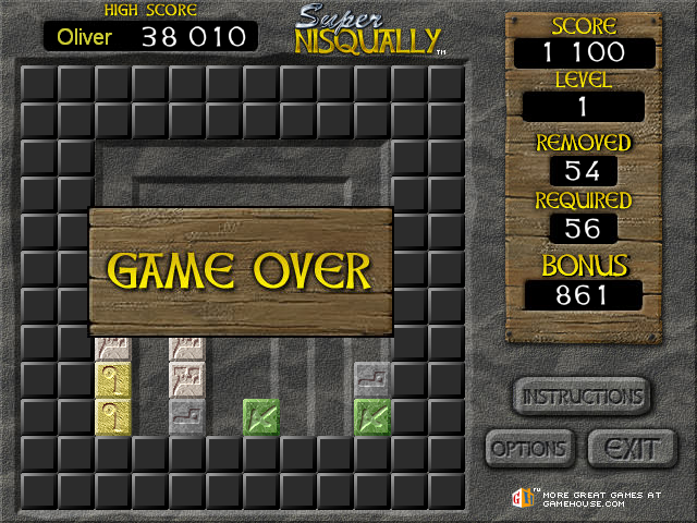 Super Nisqually (Windows) screenshot: Game Over