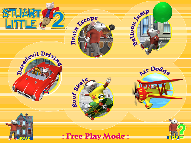 Stuart Little 2 (Windows) screenshot: Choose from one of the 5 games in Free-Play Mode